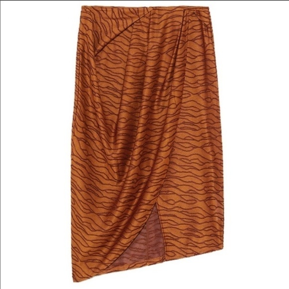 NEW Zara Collection Jacquard Faux Copper Wrap Skirt - Picture 7 of 8